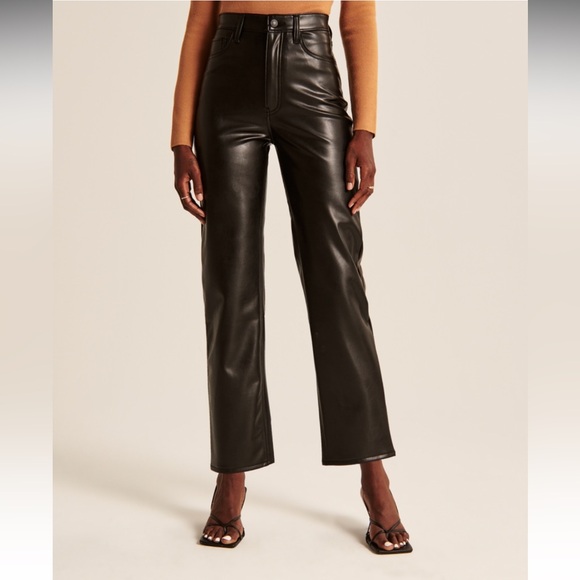 Abercrombie & Fitch Vegan Leather Straight Ankle Pants - Picture 1 of 8